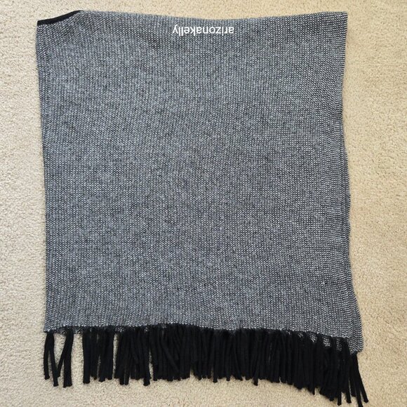 {{{Thick}}} Cashmere Wrap Birdseye Knit Black & White Symphony - Picture 11 of 14